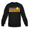 Brooklyn, New York Sweatshirt - Retro Sunrise Brooklyn Crewneck Sweatshirt - black