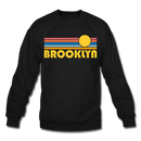 Brooklyn, New York Sweatshirt - Retro Sunrise Brooklyn Crewneck Sweatshirt - black
