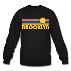 Brooklyn, New York Sweatshirt - Retro Sunrise Brooklyn Crewneck Sweatshirt - black
