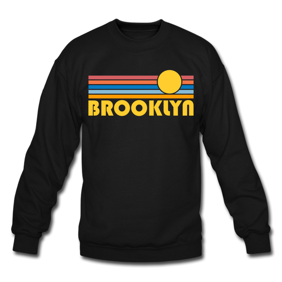 Brooklyn, New York Sweatshirt - Retro Sunrise Brooklyn Crewneck Sweatshirt - black