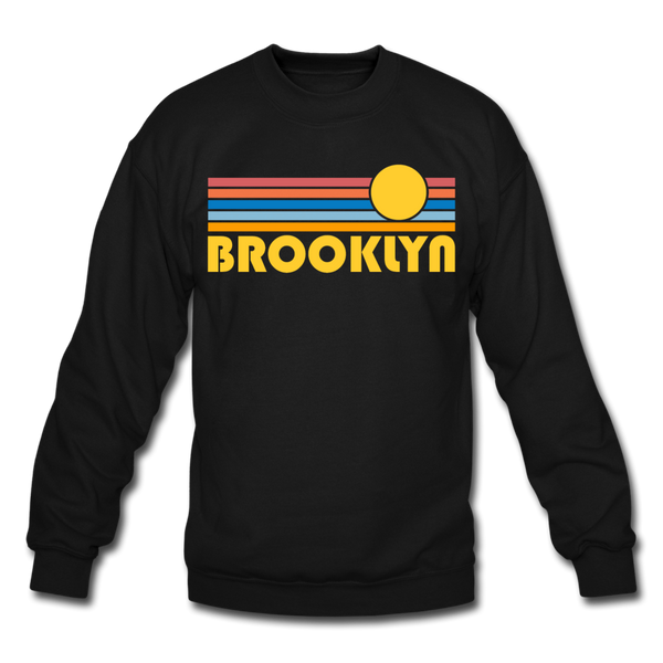 Brooklyn, New York Sweatshirt - Retro Sunrise Brooklyn Crewneck Sweatshirt - black
