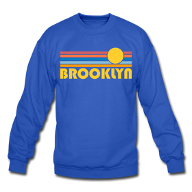 Brooklyn, New York Sweatshirt - Retro Sunrise Brooklyn Crewneck Sweatshirt - royal blue