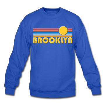 Brooklyn, New York Sweatshirt - Retro Sunrise Brooklyn Crewneck Sweatshirt - royal blue