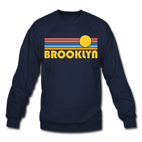 Brooklyn, New York Sweatshirt - Retro Sunrise Brooklyn Crewneck Sweatshirt - navy