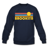 Brooklyn, New York Sweatshirt - Retro Sunrise Brooklyn Crewneck Sweatshirt - navy