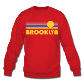 Brooklyn, New York Sweatshirt - Retro Sunrise Brooklyn Crewneck Sweatshirt - red