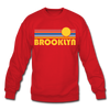 Brooklyn, New York Sweatshirt - Retro Sunrise Brooklyn Crewneck Sweatshirt - red