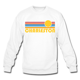 Charleston, South Carolina Sweatshirt - Retro Sunrise Charleston Crewneck Sweatshirt - white