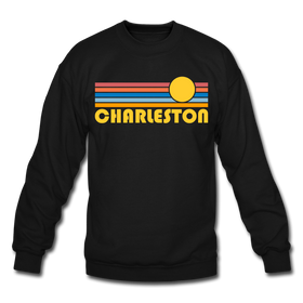 Charleston, South Carolina Sweatshirt - Retro Sunrise Charleston Crewneck Sweatshirt - black