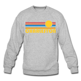 Charleston, South Carolina Sweatshirt - Retro Sunrise Charleston Crewneck Sweatshirt - heather gray