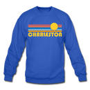 Charleston, South Carolina Sweatshirt - Retro Sunrise Charleston Crewneck Sweatshirt - royal blue