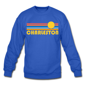 Charleston, South Carolina Sweatshirt - Retro Sunrise Charleston Crewneck Sweatshirt - royal blue