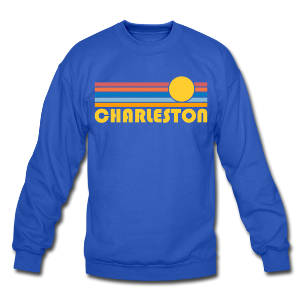 Charleston, South Carolina Sweatshirt - Retro Sunrise Charleston Crewneck Sweatshirt - royal blue