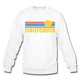 California Sweatshirt - Retro Sunrise California Crewneck Sweatshirt - white