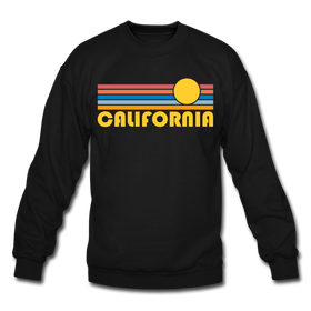 California Sweatshirt - Retro Sunrise California Crewneck Sweatshirt - black