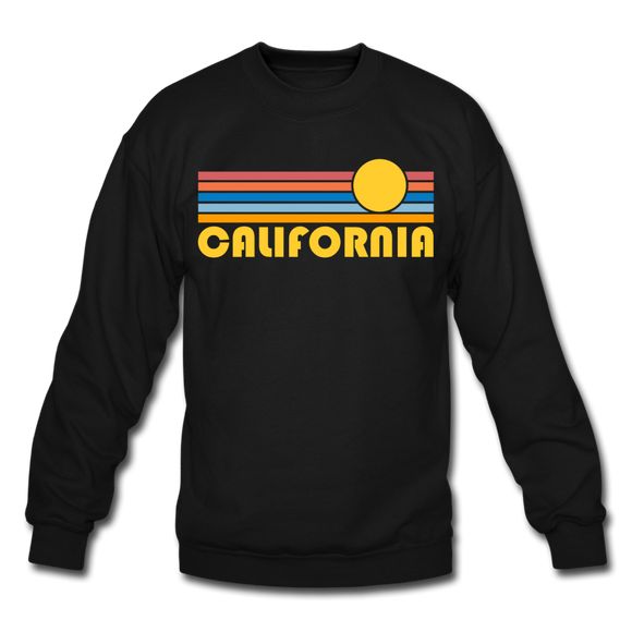California Sweatshirt - Retro Sunrise California Crewneck Sweatshirt - black