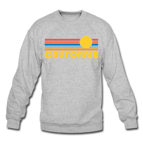 California Sweatshirt - Retro Sunrise California Crewneck Sweatshirt - heather gray