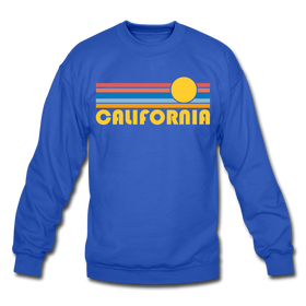 California Sweatshirt - Retro Sunrise California Crewneck Sweatshirt - royal blue