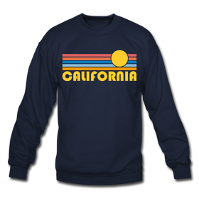 California Sweatshirt - Retro Sunrise California Crewneck Sweatshirt - navy