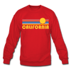 California Sweatshirt - Retro Sunrise California Crewneck Sweatshirt - red