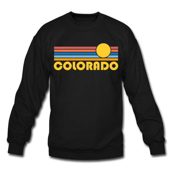 Colorado Sweatshirt - Retro Sunrise Colorado Crewneck Sweatshirt - black