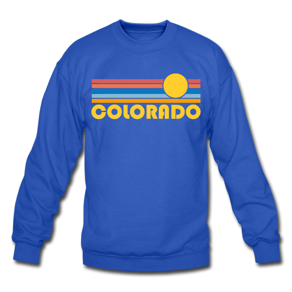 Colorado Sweatshirt - Retro Sunrise Colorado Crewneck Sweatshirt - royal blue