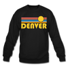 Denver, Colorado Sweatshirt - Retro Sunrise Denver Crewneck Sweatshirt - black