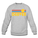 Denver, Colorado Sweatshirt - Retro Sunrise Denver Crewneck Sweatshirt - heather gray