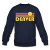 Denver, Colorado Sweatshirt - Retro Sunrise Denver Crewneck Sweatshirt - navy
