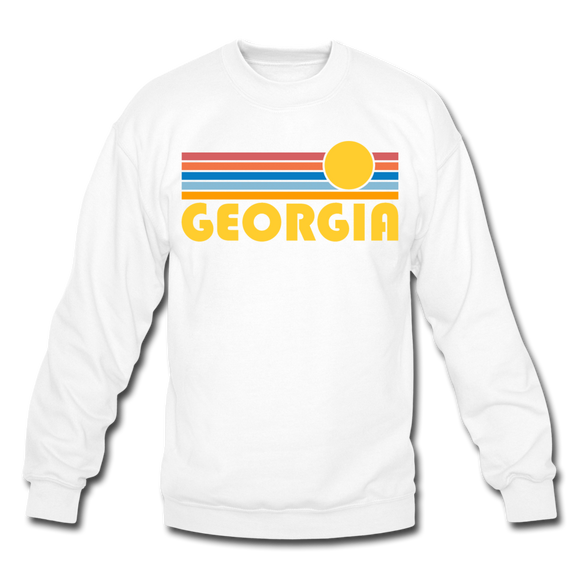 Georgia Sweatshirt - Retro Sunrise Georgia Crewneck Sweatshirt - white