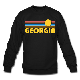 Georgia Sweatshirt - Retro Sunrise Georgia Crewneck Sweatshirt - black