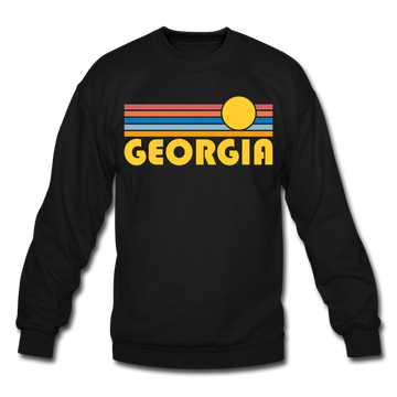 Georgia Sweatshirt - Retro Sunrise Georgia Crewneck Sweatshirt - black