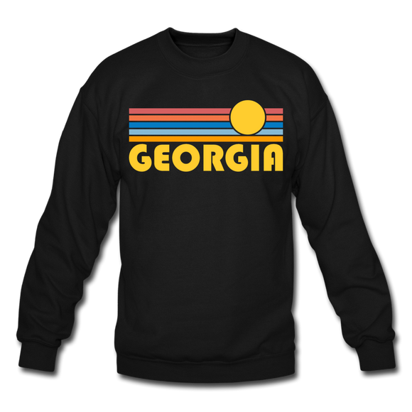 Georgia Sweatshirt - Retro Sunrise Georgia Crewneck Sweatshirt - black
