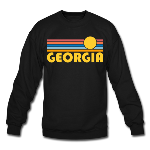 Georgia Sweatshirt - Retro Sunrise Georgia Crewneck Sweatshirt - black
