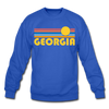 Georgia Sweatshirt - Retro Sunrise Georgia Crewneck Sweatshirt - royal blue