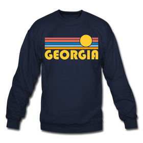 Georgia Sweatshirt - Retro Sunrise Georgia Crewneck Sweatshirt - navy