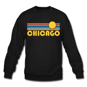 Chicago, Illinois Sweatshirt - Retro Sunrise Chicago Crewneck Sweatshirt - black