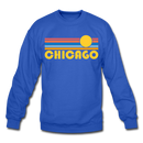 Chicago, Illinois Sweatshirt - Retro Sunrise Chicago Crewneck Sweatshirt - royal blue