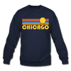 Chicago, Illinois Sweatshirt - Retro Sunrise Chicago Crewneck Sweatshirt - navy