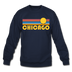 Chicago, Illinois Sweatshirt - Retro Sunrise Chicago Crewneck Sweatshirt - navy