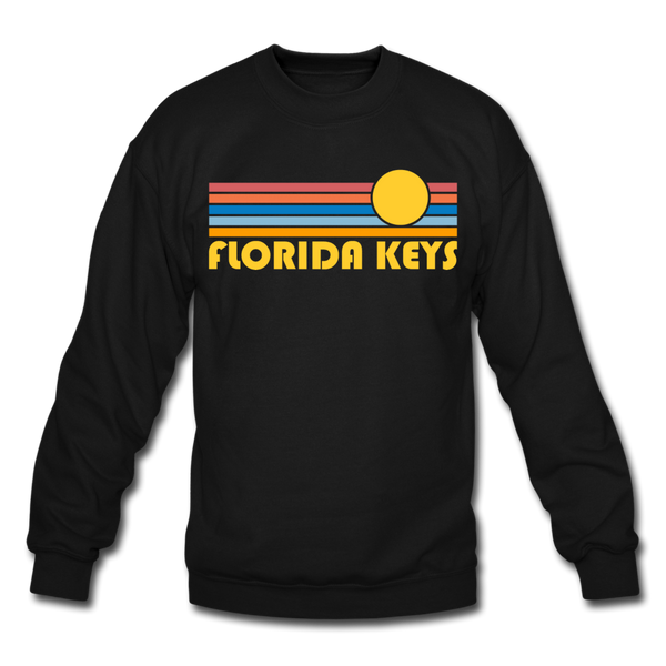Florida Keys, Florida Sweatshirt - Retro Sunrise Florida Keys Crewneck Sweatshirt - black