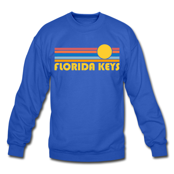 Florida Keys, Florida Sweatshirt - Retro Sunrise Florida Keys Crewneck Sweatshirt - royal blue