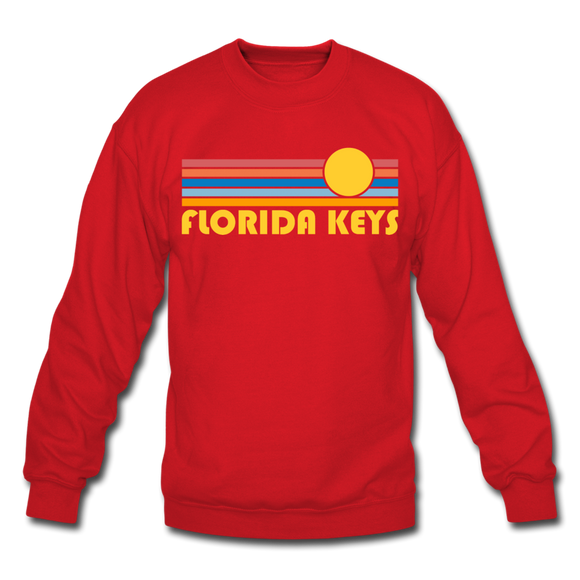 Florida Keys, Florida Sweatshirt - Retro Sunrise Florida Keys Crewneck Sweatshirt - red