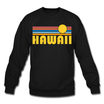 Hawaii Sweatshirt - Retro Sunrise Hawaii Crewneck Sweatshirt - black