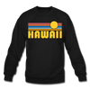 Hawaii Sweatshirt - Retro Sunrise Hawaii Crewneck Sweatshirt - black