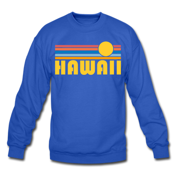 Hawaii Sweatshirt - Retro Sunrise Hawaii Crewneck Sweatshirt - royal blue
