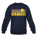 Hawaii Sweatshirt - Retro Sunrise Hawaii Crewneck Sweatshirt - navy