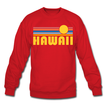 Hawaii Sweatshirt - Retro Sunrise Hawaii Crewneck Sweatshirt - red