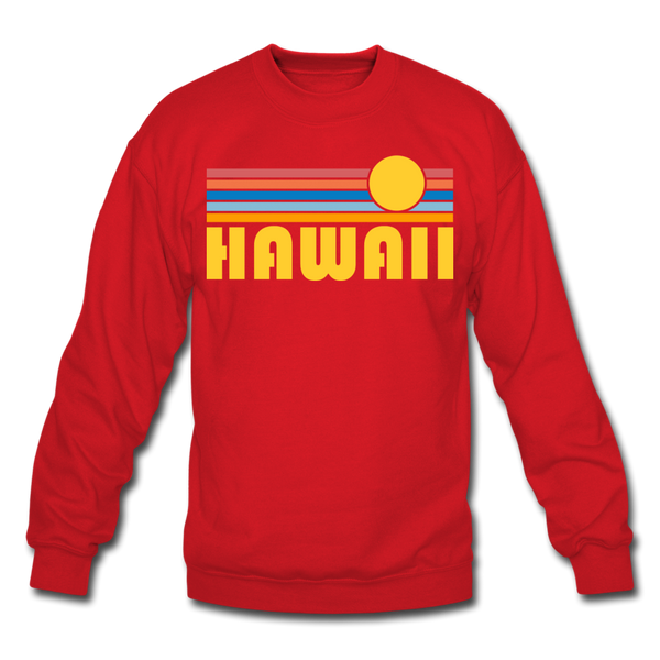 Hawaii Sweatshirt - Retro Sunrise Hawaii Crewneck Sweatshirt - red