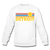 Detroit, Michigan Sweatshirt - Retro Sunrise Detroit Crewneck Sweatshirt - white